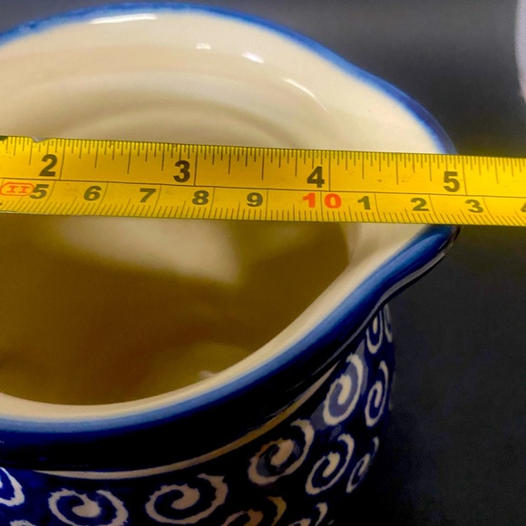 Polish Pottery Cobalt Blue & White Swirls Pitcher - Picture 9 of 10